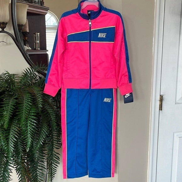 Brand New Nike Pink & Blue Tracksuit Zip Up Jacket Track Pants Sporty Activewear - Picture 1 of 16